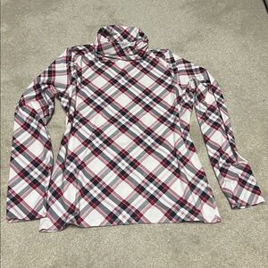 Talbots Red, Black, and Cream Plaid Turtleneck